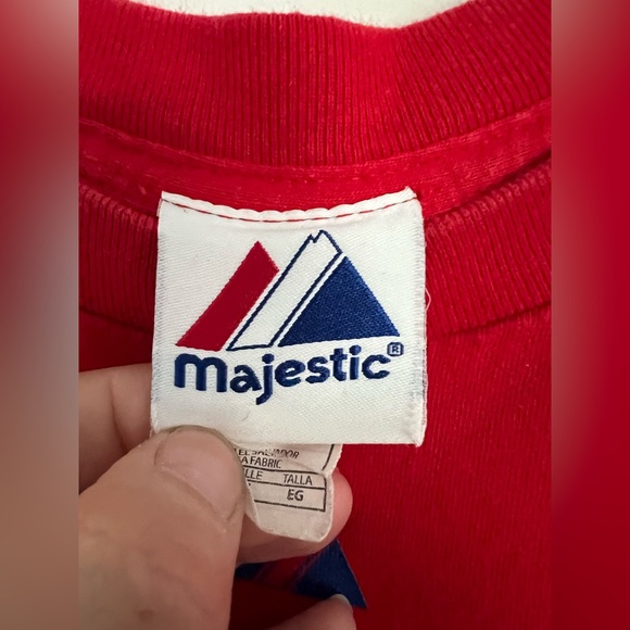 Size XL VINTAGE MAJESTIC TEXAS RANGERS BASEBALL red shirt sleeved Tshirt. - Picture 2 of 5